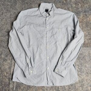 Todd Snyder Shirt Men M Blue White Striped Long Sleeve Button Down Collar Preppy